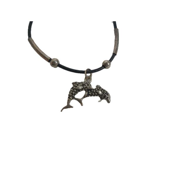 Vintage Double Dolphins on Cord Choker - Picture 6 of 6